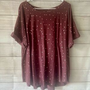 Maurices Dark Mauve Cuffed Sleeve Oversized Top